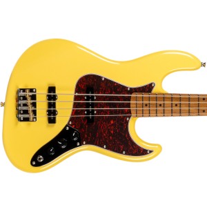 Jet Guitars JJB-300 VYW Roasted Maple / Rosewood Bass Guitar - Vintage Yellow